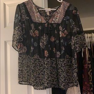 Chiffon floral print blouse